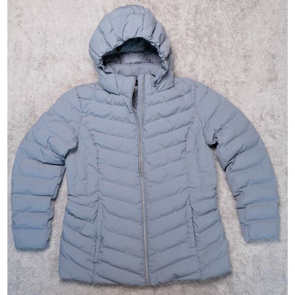 32 Degrees Heat Gray Hooded Puffer Jacket Coat Womens Size L - Picture 1 of 14